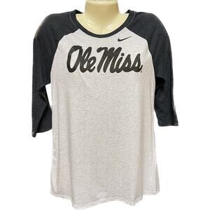 Nike Baseball Henley 3/4 Sleeve Tee Ole Miss Rebels Medium Athletic Cut